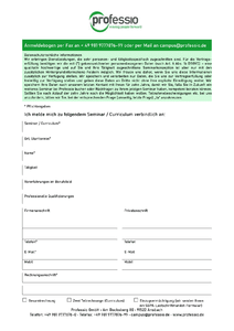 Anmeldeformular für Seminare und Kurse der Professio GmbH herunterladen