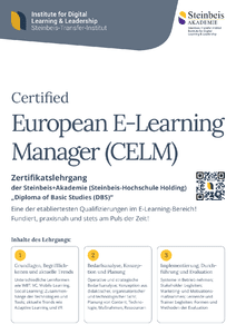 Flyer Certified European E-Learning Manager (CELM) herunterladen