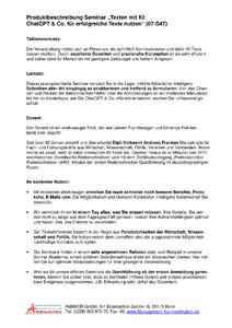 Produktbeschreibung Seminar Texten mit KI herunterladen