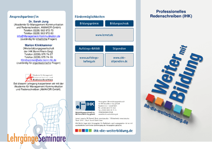Produktbeschreibung Zertifikatslehrgang Professionelles Redenschreiben (IHK) herunterladen