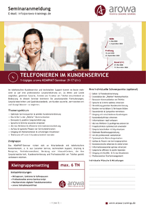 Anmeldeformular 2026 � Offenes arowa KOMPAKT Seminar Telefonieren im Kundenservice herunterladen