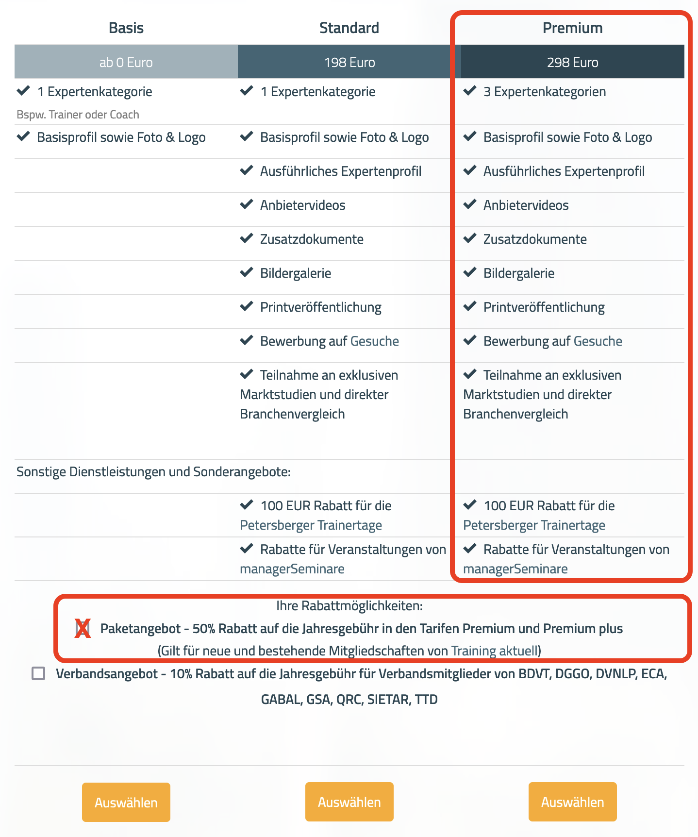 Rabatt für TA Abonennten