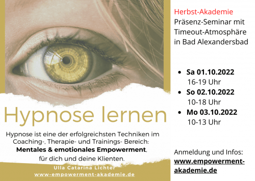 Hypnose lernen! Seminar mit Timeout-Charakter im wunderschönen Bad Alexandersbad